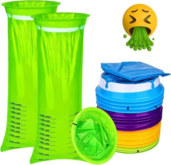 Sacco di assorbimento con cerniera - 16 pezzi, 1000 ml sacchetti impermeabili per viaggi, mal di mare, gravidanza, auto.