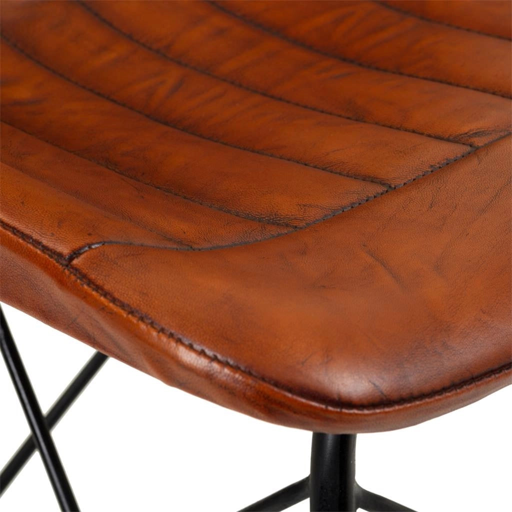 Sedia in metallo e pelle marrone 46x49x78,5h