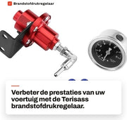 Regolatore di pressione del carburante in alluminio - Regolabile - Universale - Manometro - Morsetto - Alta qualità - Adatto per motori turbo
