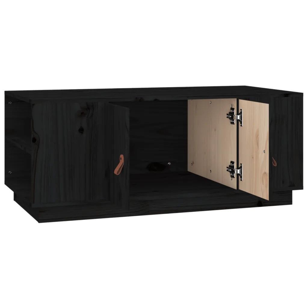 Tavolino da Salotto-Tavolino da soggiorno-Tavolo Nero 100x50x41 cm in Legno Massello di Pino 581339