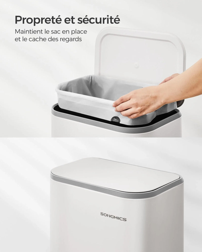 Pattumiera a pedale da cucina 20 litri pattumiera in acciaio con coperchio a chiusura ammortizzata secchio interno con fermo aperto ampio pedale antiscivolo bianco 12_0007231