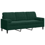 Divano | Divano da soggiorno | Sofa a 3 Posti con Cuscini Verde Scuro 180 cm in Velluto