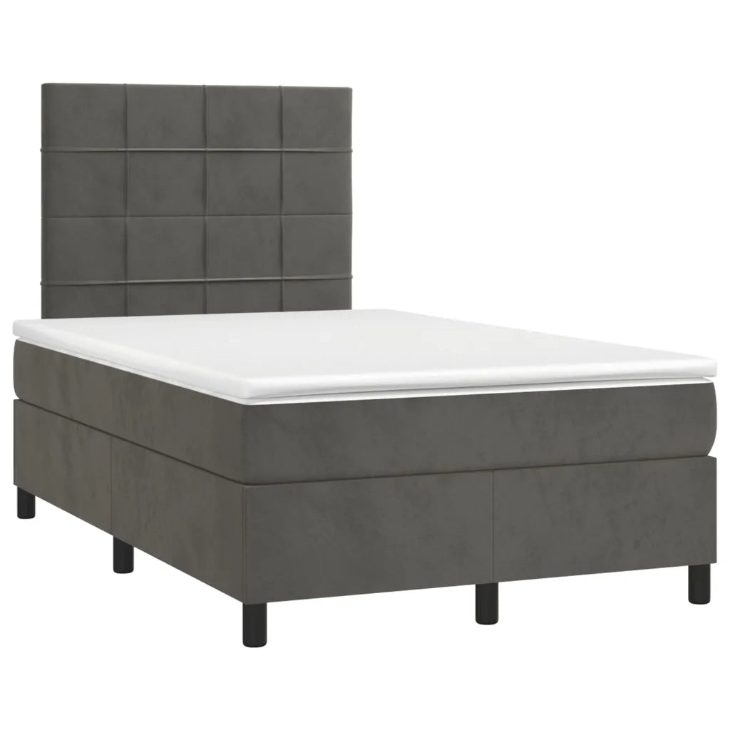 Letto a Molle con Materasso e LED Grigio Scuro 120x200 cm 3136114