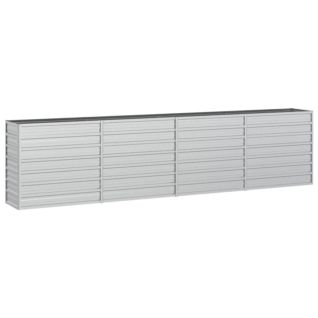 Fioriera rialzata per piante fiori patio giardino 320 x 40 x 77 cm acciaio zincato argento 02_0039431