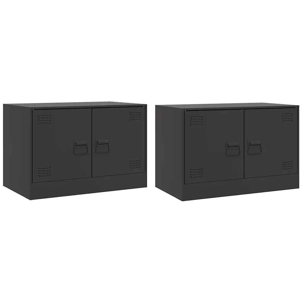 Mobili TV 2 pz Neri 67x39x44 cm in Acciaio 841632