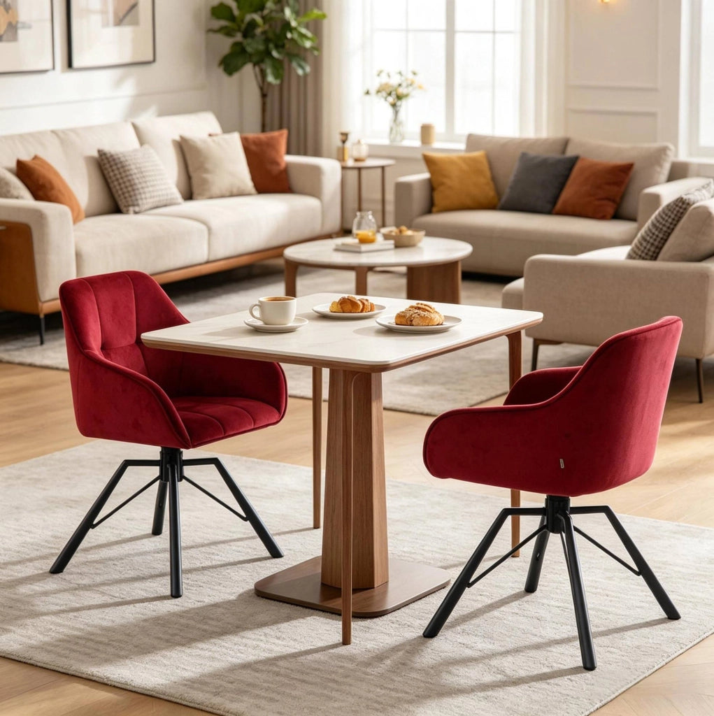 Sedia da pranzo girevole 57 x 82,5 x 54 cm velluto bordeaux, set da 2