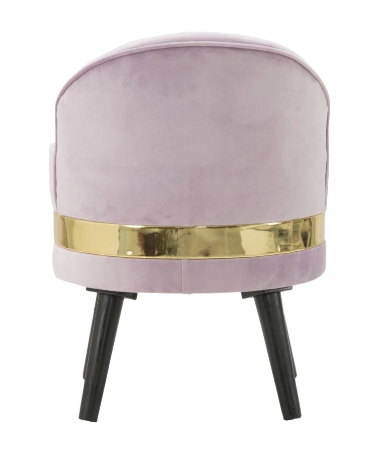 Sedia Mini Paris Rosa Ø45x62 cm Legno Spugna e Velluto Sintetico Rosa e Oro e Nero