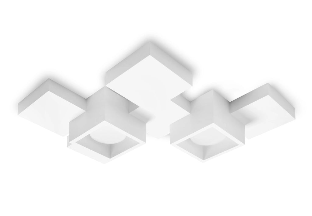 SIDE lampada da Soffitto 2 Luci Cubo LM attacco GX53 in gesso bianco 40cm