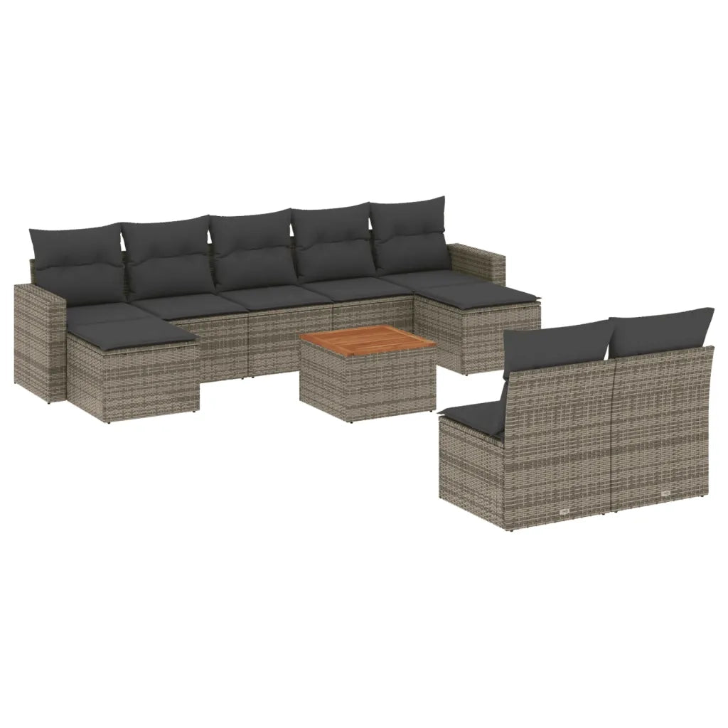 Set Divano da Giardino 10 pz con Cuscini Grigio in Polyrattancod mxl 111883