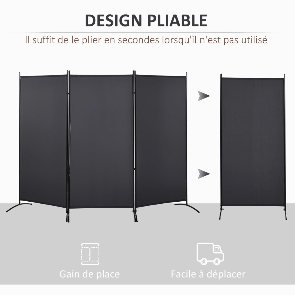 Paravent a 3 pannelli ¨C zephmum ¨C grigio metallo 253x50x182 cm