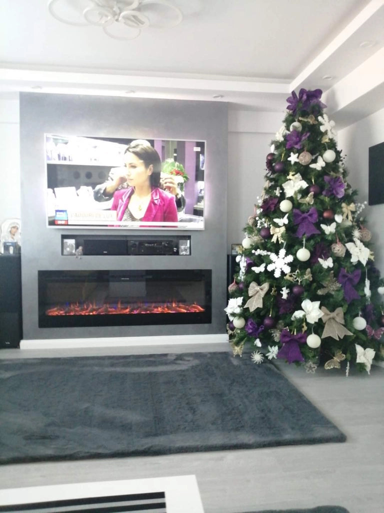 Camino Elettrico da Incasso 54,4x165,1x14 cm Effetto Fiamma 1500W Avalon Nero