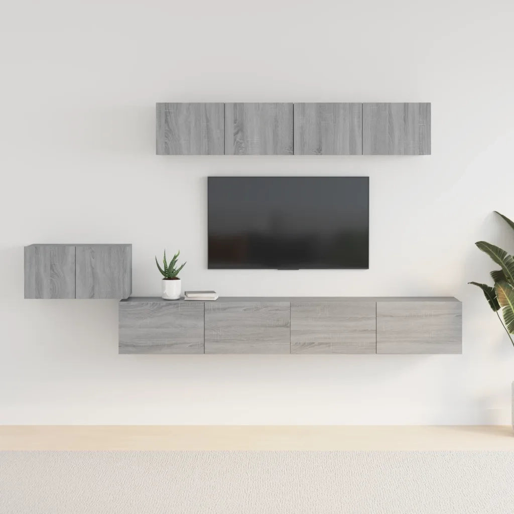 Set di Mobili Porta TV 5 pz | Armadietto TV | Mobile Porta TV Grigio Sonoma in Legno Multistrato