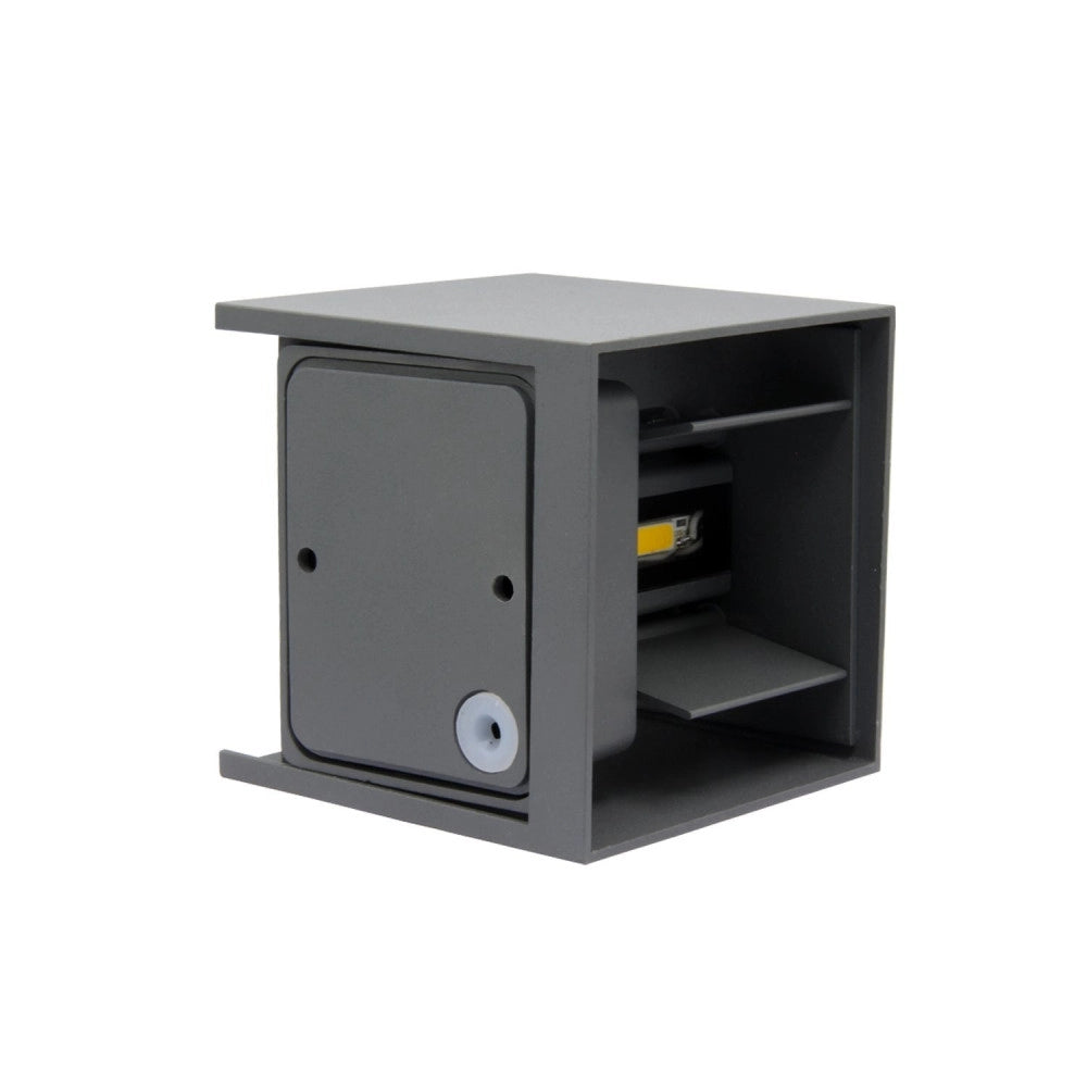 Trade Shop - Applique Led Cubo Grigio Lampada Da Parete 5w 750lmn Luce Regolabile Updown Ip65 -