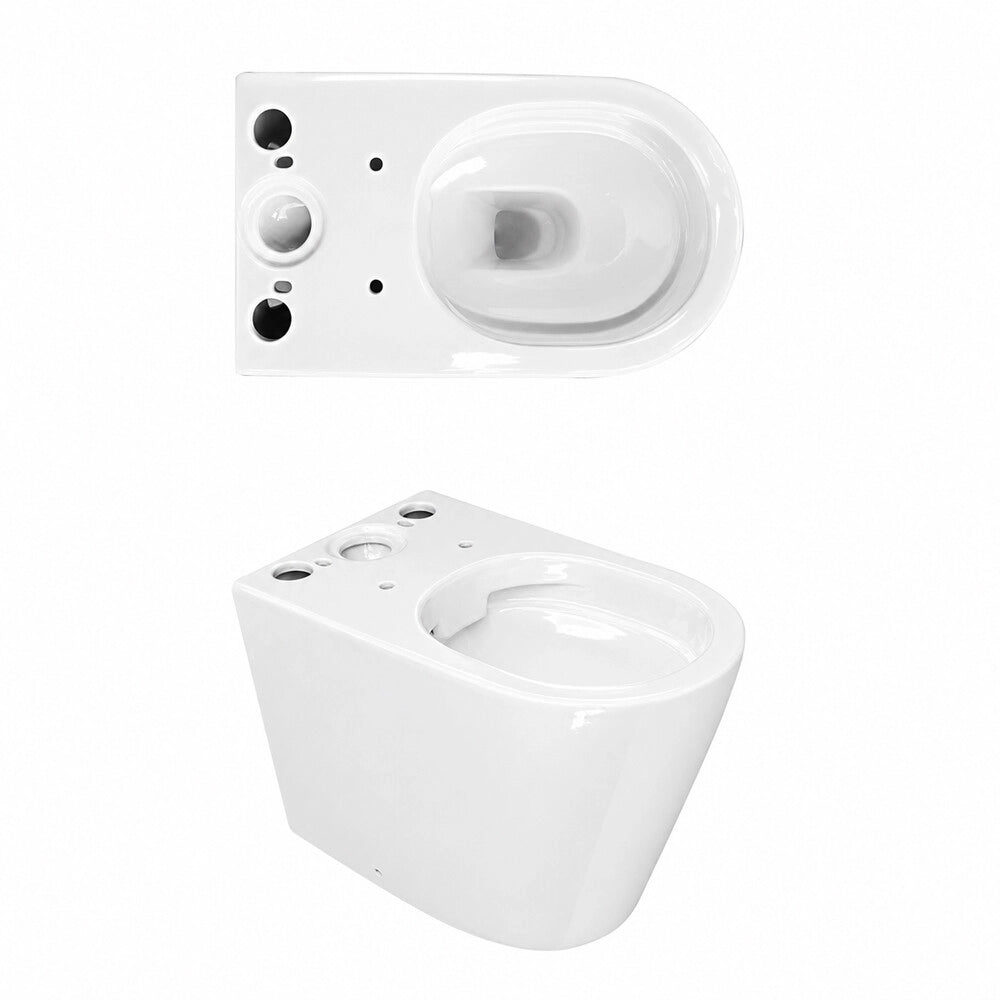 Wc monoblocco filomuro bianco lucido in ceramica con scarico universale rimless Kyoto