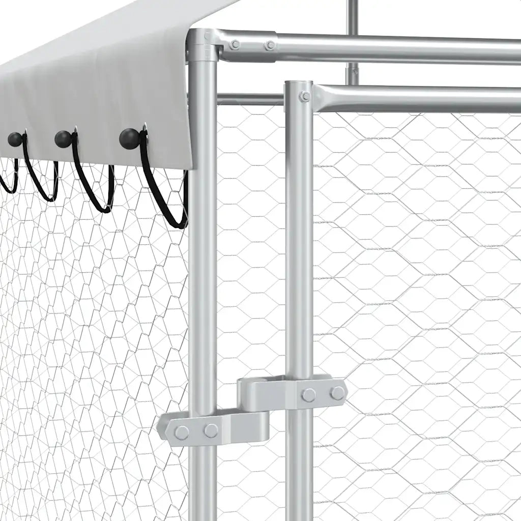 Cuccia Cani da Esterno Tetto Argento 2x2x2,5 m Acciaio Zincato 153675