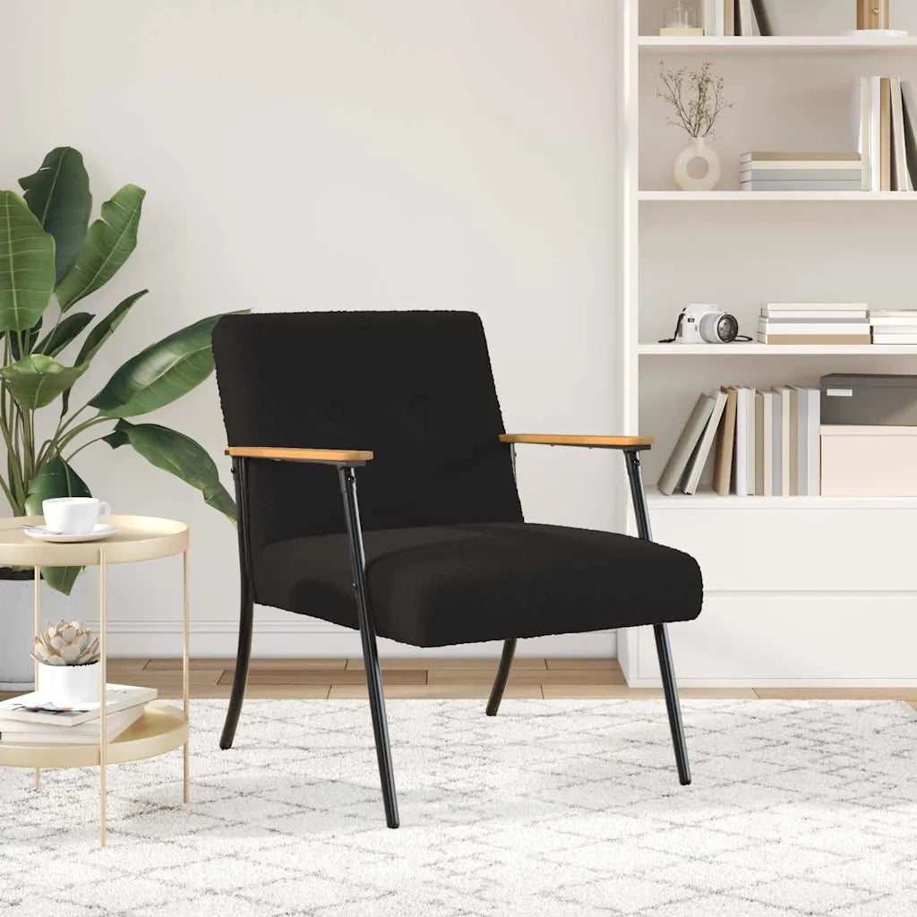 Divano Sedia-Poltrona-Poltroncina Nero Tessuto simile alla lana ricci