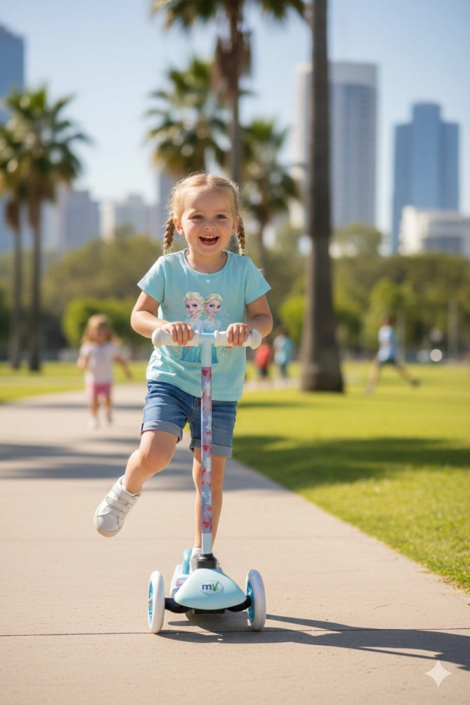 Monopattino Evolutivo a 3 Ruote con Cuscinetti ABEC-5 e Freno a Pedale Posteriore Disney Frozen Azzurro