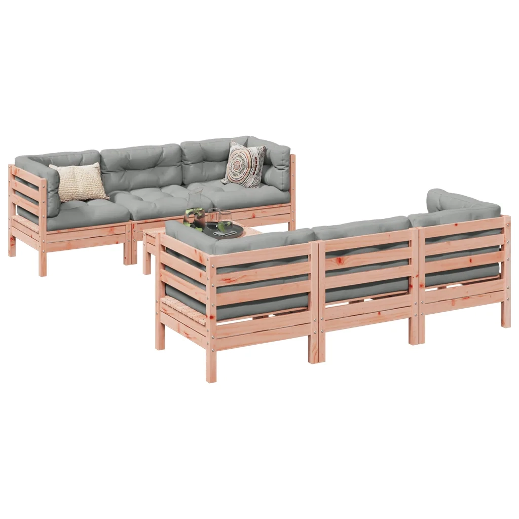 Set Divani Giardino 7 pz Cuscini Legno Massello Abete Douglas 3299306
