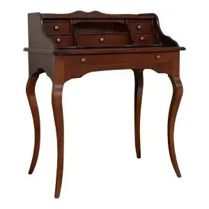 Scrivania scrittoio in legno massiccio gambe provenzali mod Venezia noce scuro