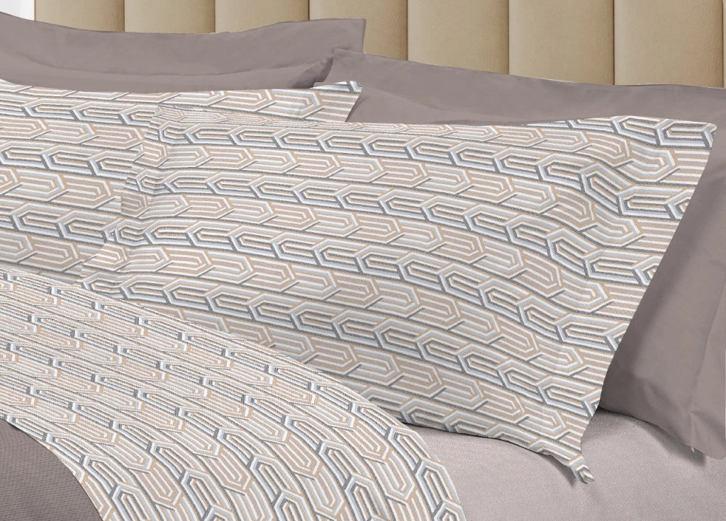Completo Lenzuola Letto 100% Cotone Italy 3027 Disegno Henry - Matrimoniale - Beige