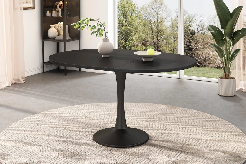 Tavolo da pranzo allungabile ovale in MDF nero 100/140 x 100 x 75 cm
