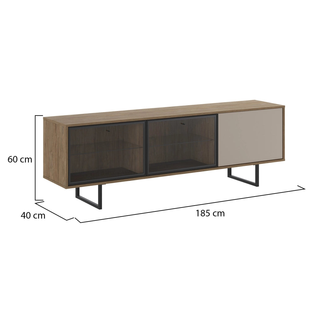 Serrata, Mobile Porta tv Cassetti, 185x40x60h cm Marrone Rovere