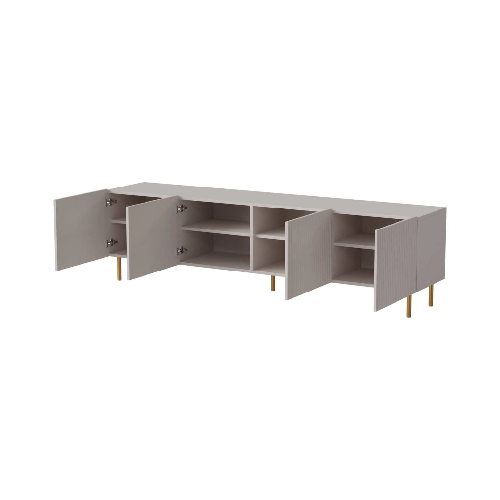 Mobile porta TV Varenna, Madia da salotto con quattro ante battenti, Rialzato da terra, 200x42 h52 cm, Beige