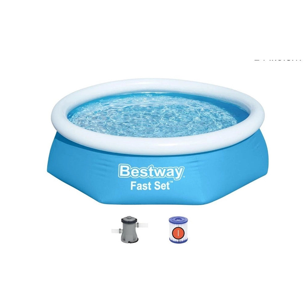 Trade Shop - Piscina Fuori Terra Rotonda Gonfiabile 244x61cm Fast Set Con Pompa Filtro 57450 -