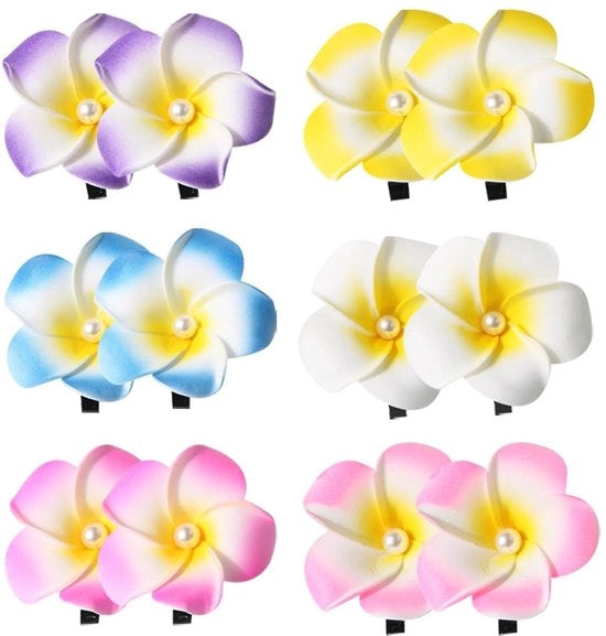 Accessori per capelli a fiori Hawaiano - 12 pezzi - Faccettature per capelli - Accessori per capelli per la sposa - Faccettature per capelli per la sposa - Materiale di alta qualità - Faccettature per capelli per la sposa