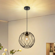 Lampada a sospensione ZMH nera retro 120 cm griglia a gabbia E27 per sala da pranzo e corridoio