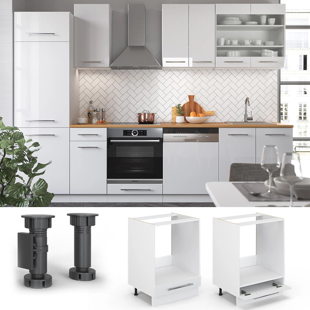 Mobile per forno da incasso Fame-Line Bianco lucido/Bianco 60 cm, PL Rovere Vicco