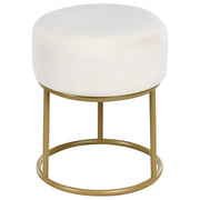 Poggiapiedi in velluto bianco sporco con base in metallo dorato Glam Moderno