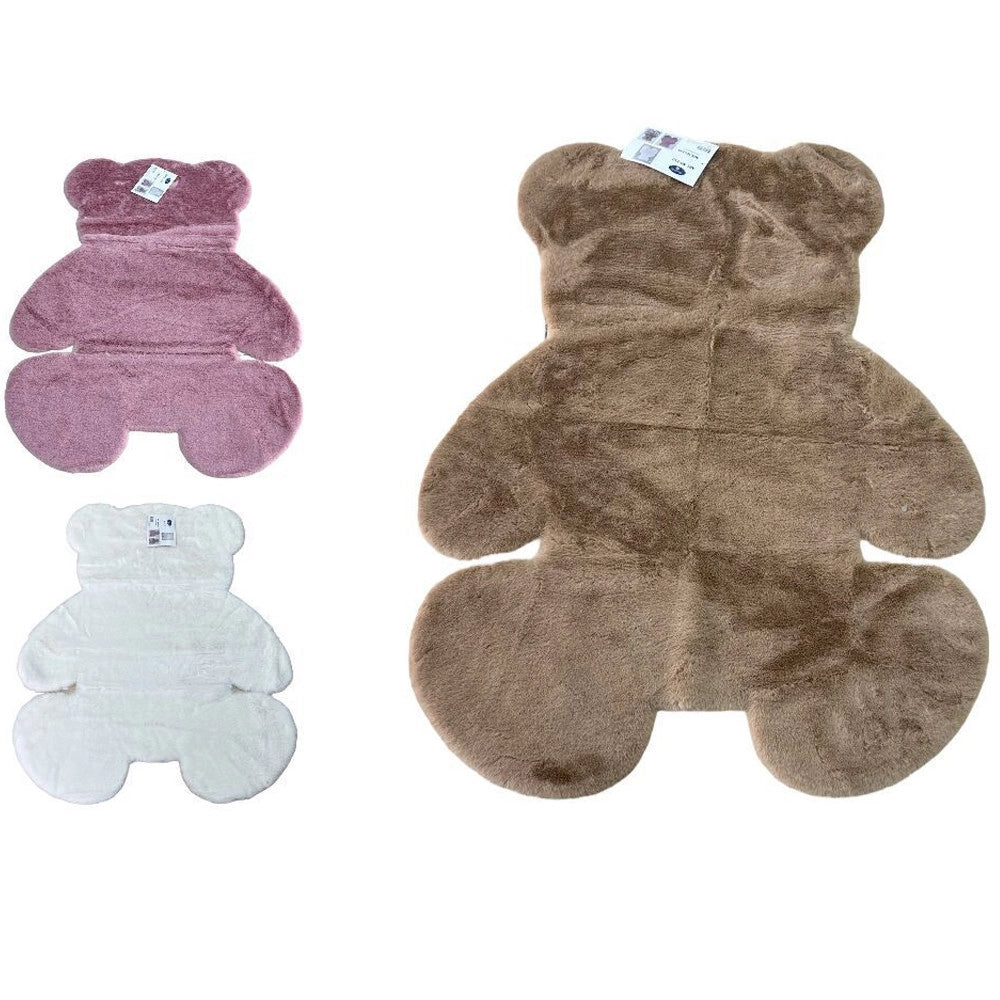 Trade Shop - Tappeto Cute Orsetto Pelliccia Fluffy Vari Colori Living Stanza Da Letto 90x120 -