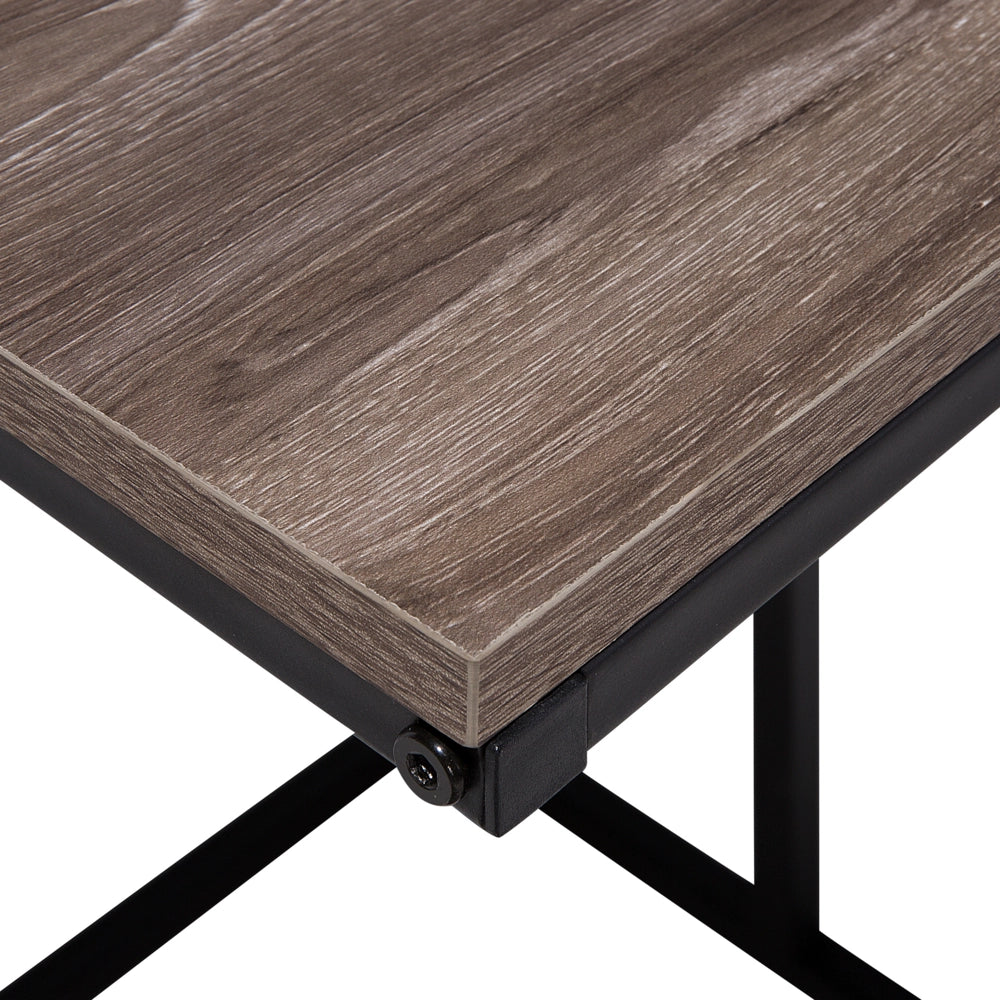 Tavolino in legno tortora a forma di U con struttura in metallo Nero in stile industriale con piano in truciolare da soggiorno