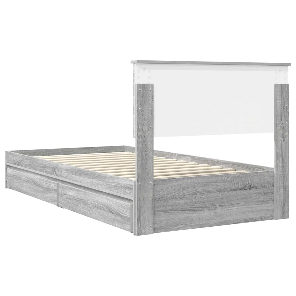 Letto con Contenitore con testiera Grigio Sonoma 100 x 200 cm 3410831