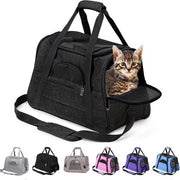 Casella di trasporto per cani e gatti respirante e pieghevole - gabbia per gatti trasportabile con cuscino rimovibile (nero)