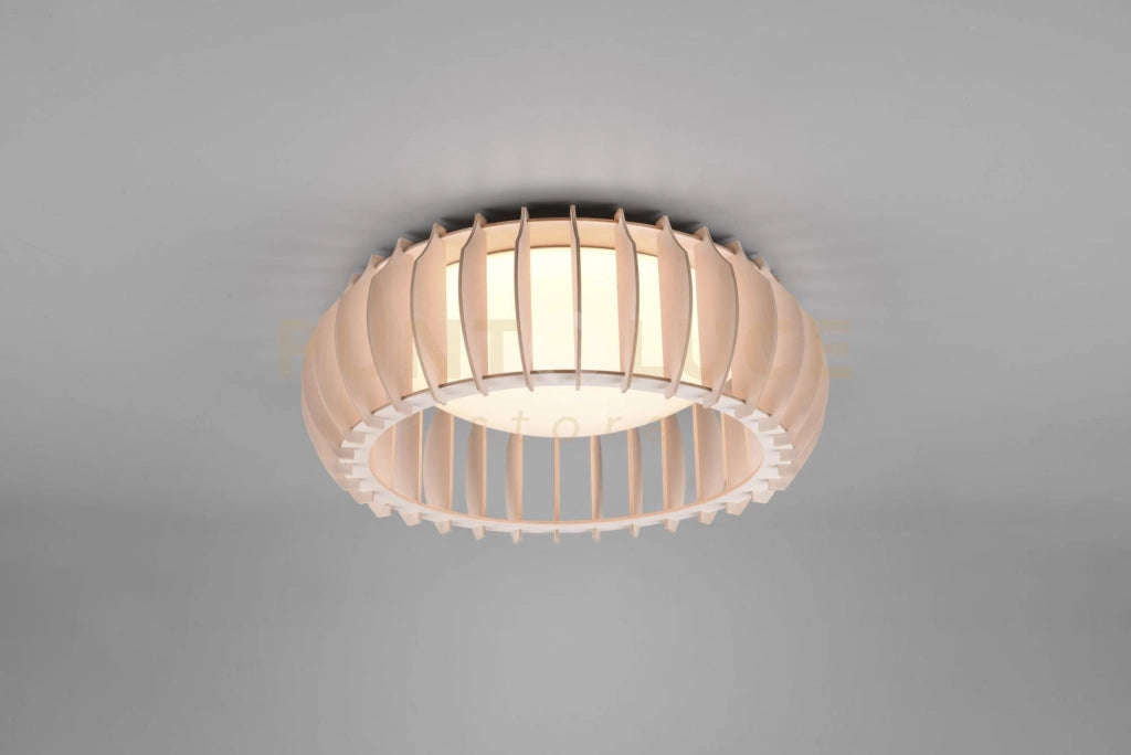MONTE PLAFONIERA LED CON STRUTTURA LEGNO COLORE NATURALE CON DIMMER D.40CM