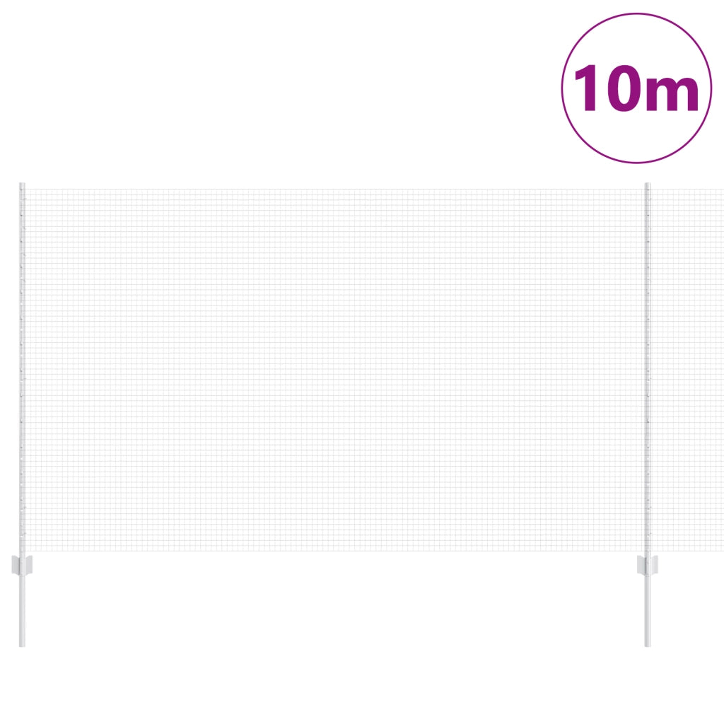 Recinzione in Filo Saldato con 10 Post Silver 1.4x10 m Acciaio