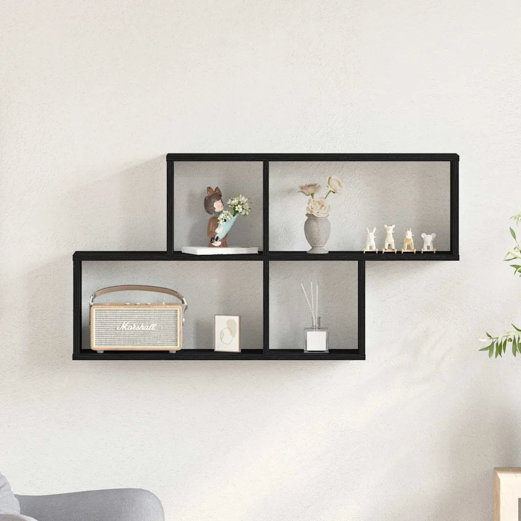 Scaffale da parete A parete Rovere Nero 76 x 15 x 53 cm 862648