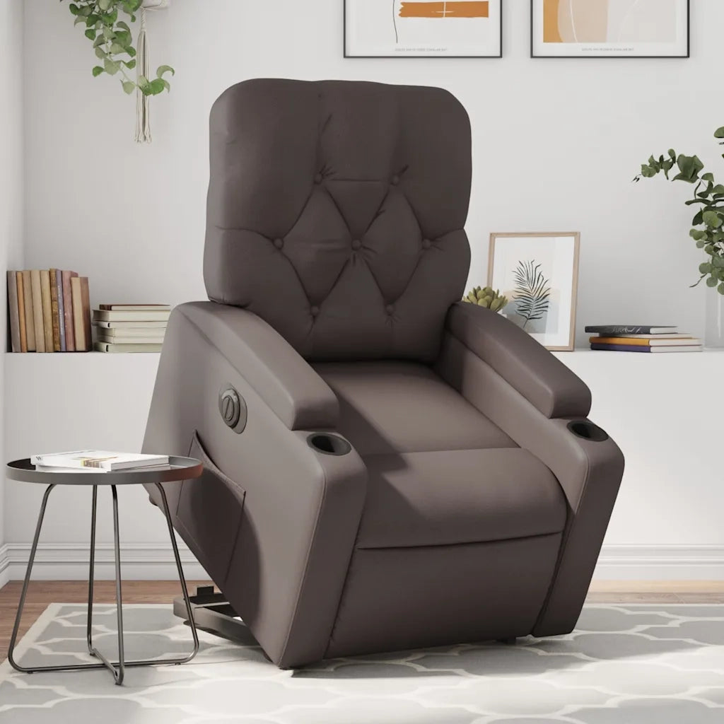 Poltrona Alzapersona Reclinabile Marrone in Similpelle 3204788
