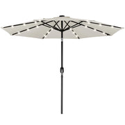 Ombrellone da Giardino Ø270 8 Stecche cm con Luci LED Parasole in Poliestere Antivento Beige