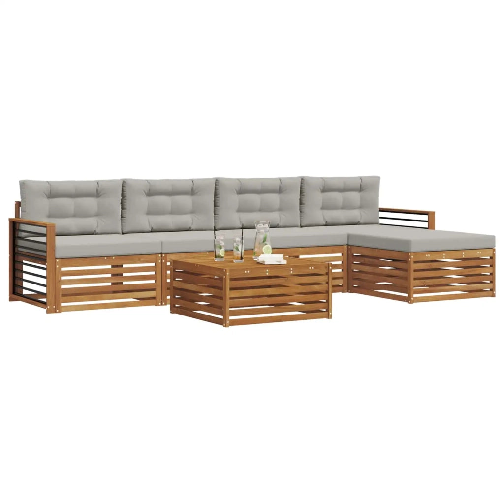Set di divani da esterno 6 pcs Grigio Naturale e Chiaro 3373351