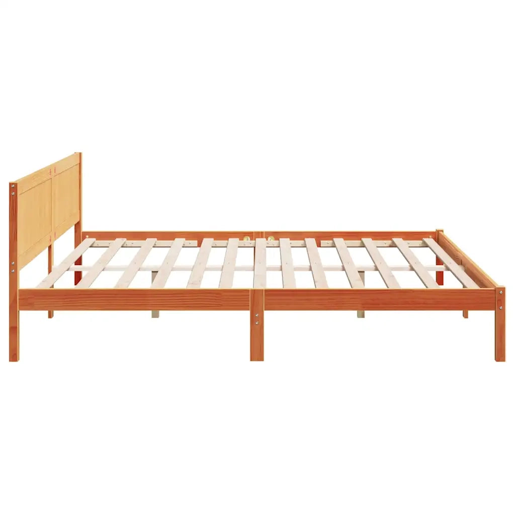 Struttura del letto Marrone 200 x 200 cm Legno massello di pino 872178