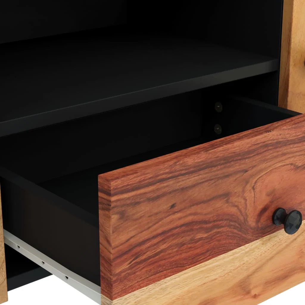 Mobile TV multimediale mensola per TV credenza per TV sala da pranzo soggiorno camera da letto 105 x 33,5 x 46 cm legno massello e ingegnerizzato di acacia marrone 02_0025680