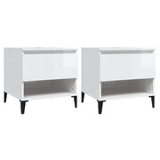 Tavolini 2 pz | Tavolo laterale Bianco Lucido 50x46x50 cm in Legno Multistrato