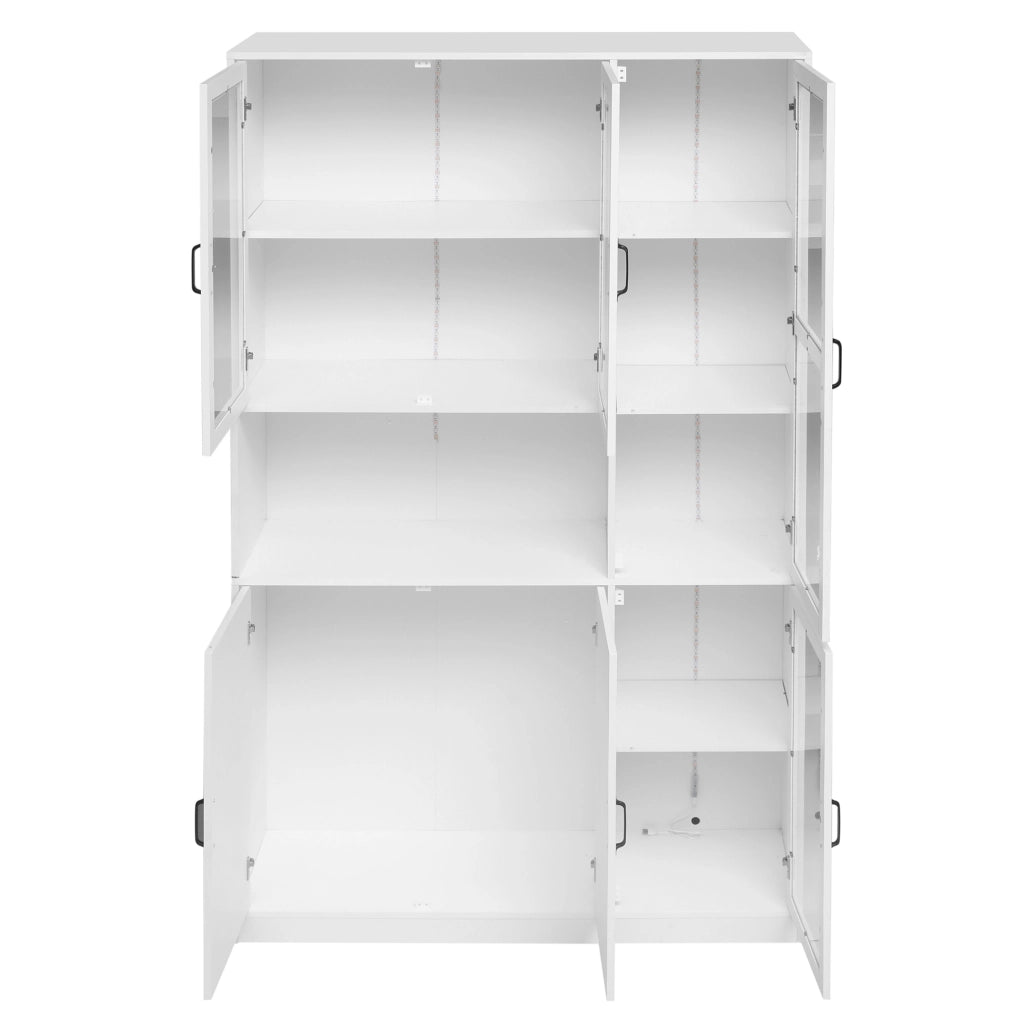 Vetrina libreria bianca LED 120x40x200 cm con 9 vani