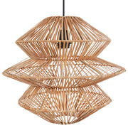 Lampadario in rattan naturale Paralume in ferro nero Base Boho Lightning Luce a sospensione Soggiorno Camera da letto Corridoio