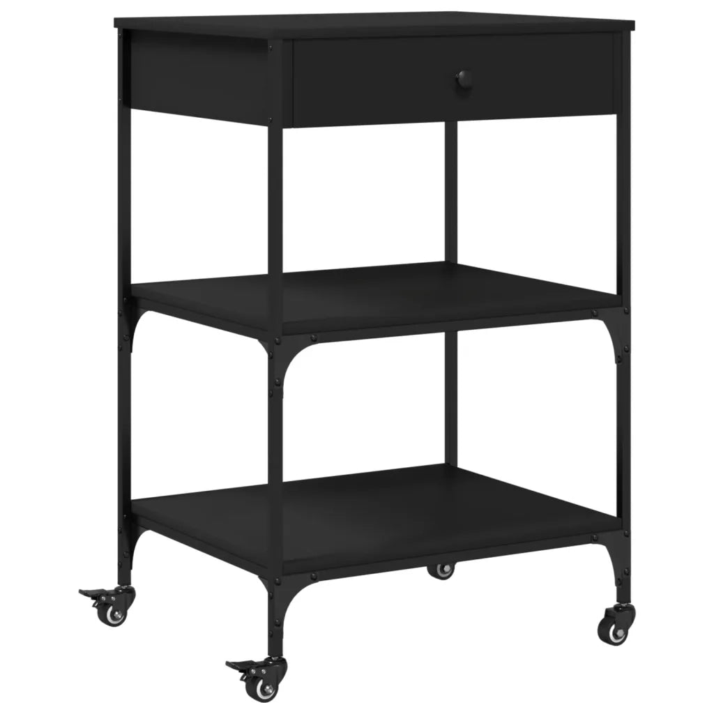 Carrello da Cucina Nero 60x48x89,5 cm in Legno Multistrato 842371