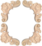 Decorazione in legno per mobili - Decorazione decorativa in legno - Applicazione di scultura in legno - Non verniciato - Versamento decorativo in legno