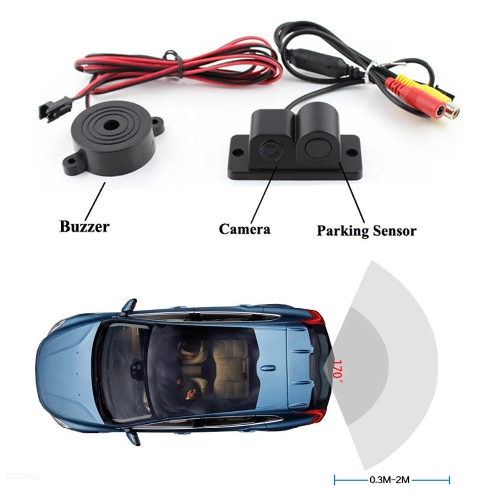 Trade Shop - Telecamera Retromarcia Con Sensore Di Parcheggio 2 In 1 Angolo 170° Notturna -